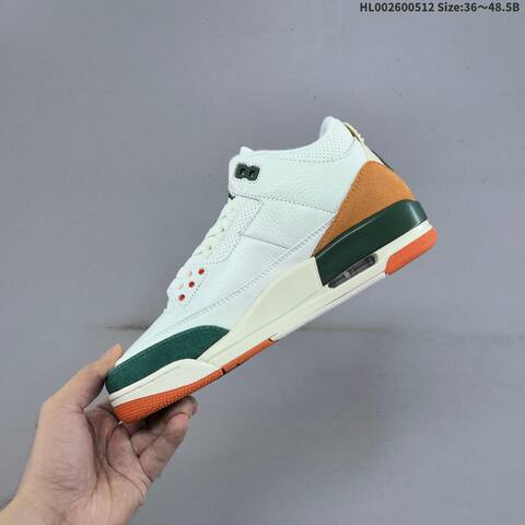 Jordan Air Jordan 3 Retro White Green Orange 36 48 5 Basketball - Unisex (BS-65990)