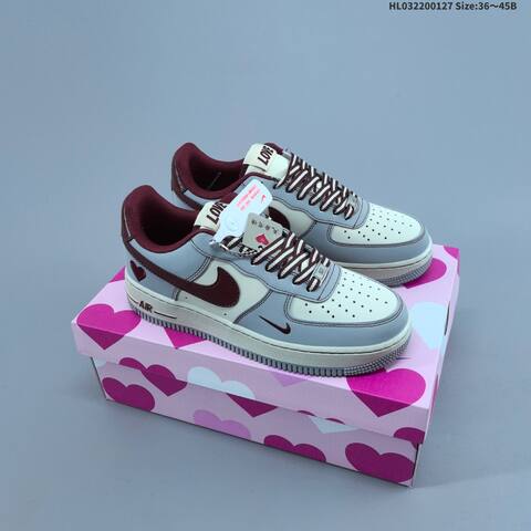 Nike Air Force 1 07 Low Off White Black Burgundy Gray EU 36-45 Skate Shoe - Unisex BS-61715
