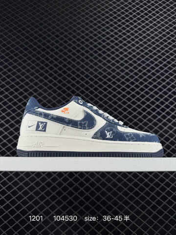 Nike Air Force 1 Off White Navy Blue Orange Red EU 36-45 Sneaker - Unisex (BS-80133)