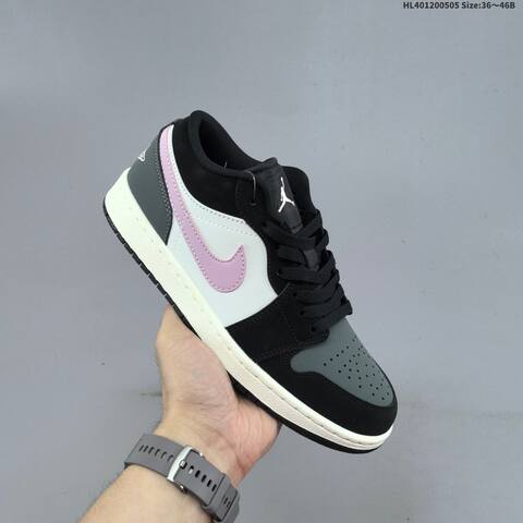 Jordan Air Jordan 1 Low Black White Gray Pink 36 46 Basketball - Unisex (BS-66040)