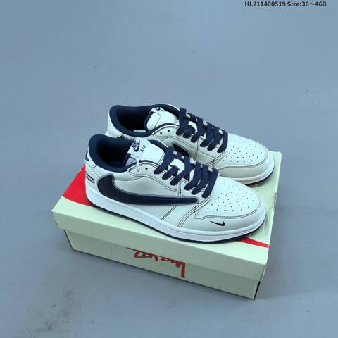 Nike Air Jordan 1 x Travis Scott White Black Teal 36 46B Lifestyle - Women's (BS-65929)