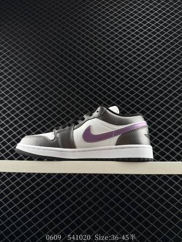 Jordan Air Jordan 1 Low White Metallic Silver Purple Black EU 36-45 Sneaker - Unisex (BS-81235)