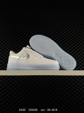 Nike Air Force 1 07 Low White Silver With Icy Blue Translucent Sole 36-45 Lifestyle - Unisex (BS-71767)