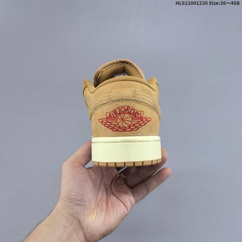 Jordan Air Jordan 1 Low HV4089-200 Tan Brown Suede With Sail Midsole And Red Accents EU 36-40 Casual - Unisex (BS-67171)
