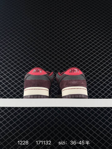 Nike SB Dunk Low Burgundy Black Grey With Red Laces And Off-white Sole EU 36-45 Skate - Unisex BS-73435