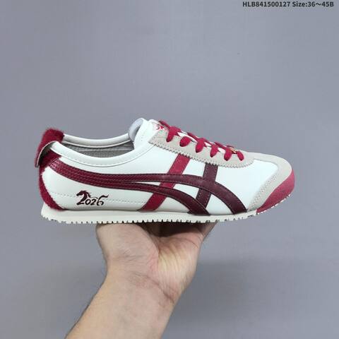 Onitsuka Tiger MEXICO 66 White Cream Burgundy Red EU 36-45 Sneaker Casual Sneakers - Unisex (BS-69034)
