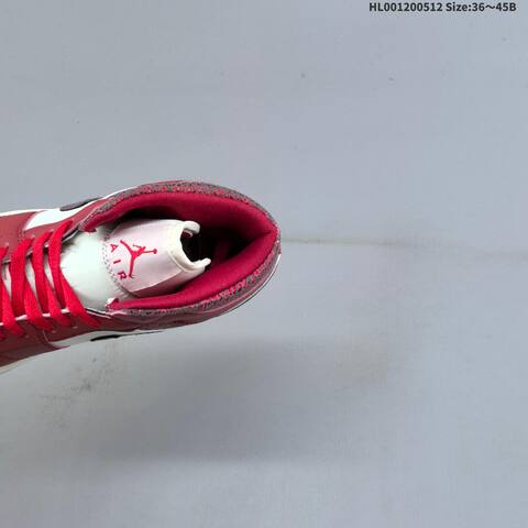 Jordan Air Jordan 1 Mid Red White Cracked Leather EU 36-45 Basketball - Unisex (BS-65987)