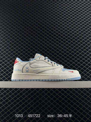 Jordan Air Jordan 1 Low Travis Scott Bearbrick Sail Light Blue Red Silver EU 36-45 Sneaker - Unisex BS-80524