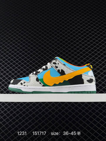 Nike SB Dunk Low Pro QS Chunky Dunky CU3244-100 Blue White Black Yellow Green EU 36-45 5 Skate - Unisex (BS-73363)