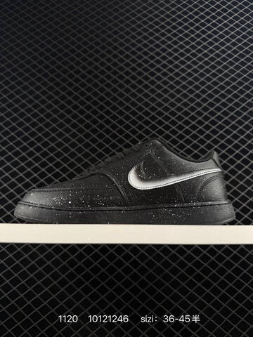 Nike Court Vision Low Black With White Speckle And White Swoosh 36-45 Casual - Unisex (BS-74101)