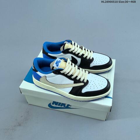 Nike Air Jordan 1 Low White Black Blue 36 46B Casual - Women's (BS-65936)