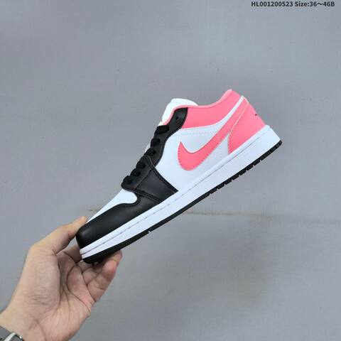 Jordan Air Jordan 1 Low Black White Pink 36 46B Lifestyle - Women's (BS-65894)