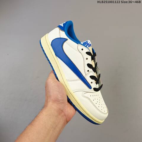 Nike Air Jordan 1 Low x Travis Scott White Blue Cream Black 36 46B Lifestyle - Women's (BS-63241)