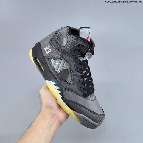 Jordan Off-White x Air Jordan 5 Retro SP Black Gray Blue With Red Accents EU 40-47 5 Basketball - Men's (BS-66976)