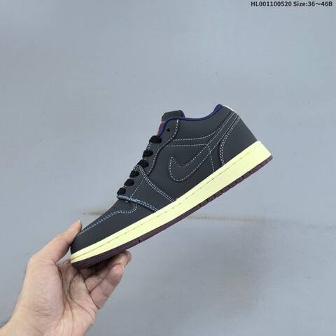 Jordan Air Jordan 1 Low Eastside Golf Black Charcoal With Sail Midsole And Burgundy Outsole EU 36-46 Casual - Unisex (BS-65918)