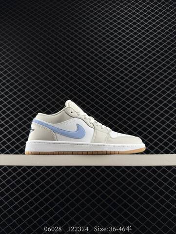 Jordan Air Jordan 1 Low 553558-146 White Light Grey Light Blue Gum Brown EU 36-46 Skate Shoe - Unisex (BS-81130)