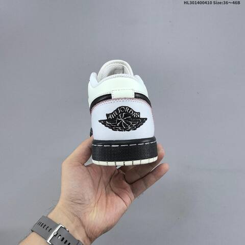 Jordan Air Jordan 1 Low White Black Burgundy 36 46B Basketball - Women's (BS-66251)