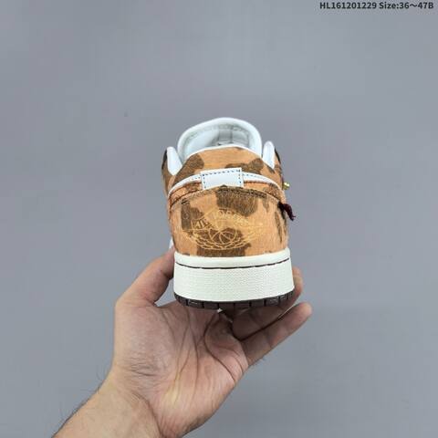 Jordan Air Jordan 1 Low White Brown Gold Red CNY 36 47B Lifestyle - Women's (BS-67193)
