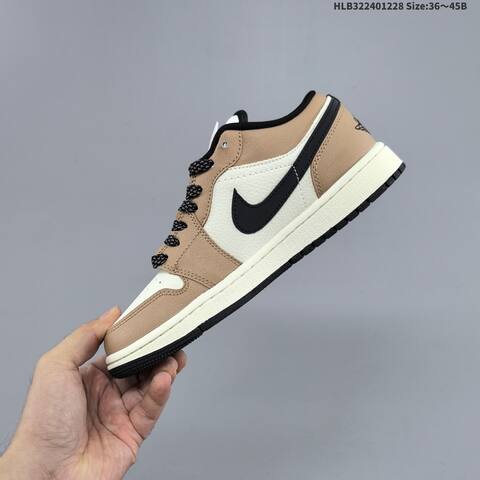 Jordan Air Jordan 1 Low White Tan Black EU 36-45 Casual - Unisex (BS-67219)