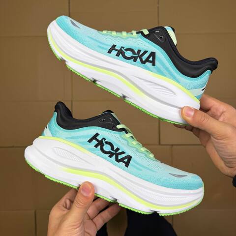 HOKA Bondi 9 Mint Green White Black Neon Yellow Running Shoe Running Sneakers BS-86913