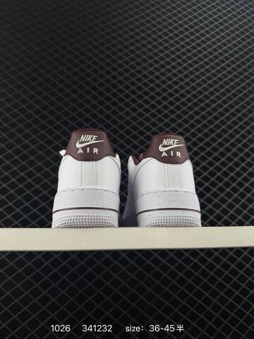 Nike Air Force 1 07 White Burgundy 36-45 5 Casual - Unisex (BS-74549)