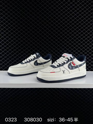 Nike Air Force 1 Low White Navy Monogram 36-45 Lifestyle - Unisex (BS-72501)