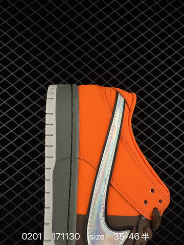 Nike SB Dunk Low Brown Orange With Iridescent Silver Swoosh 35-46 5 Skate - Unisex (BS-72867)