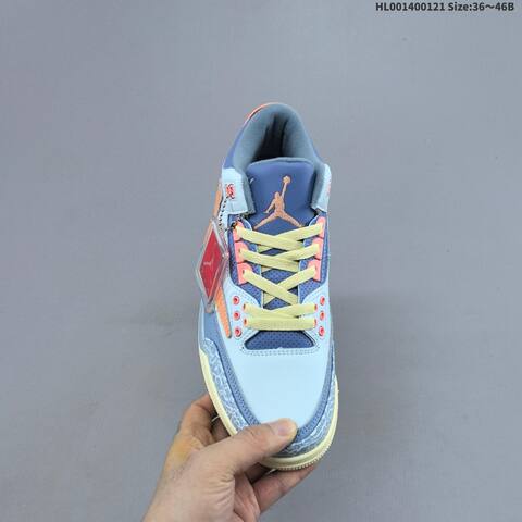 Jordan Air Jordan 3 Retro Light Blue Pink Peach Neon Yellow 36 46B Basketball - Women's (BS-66896)