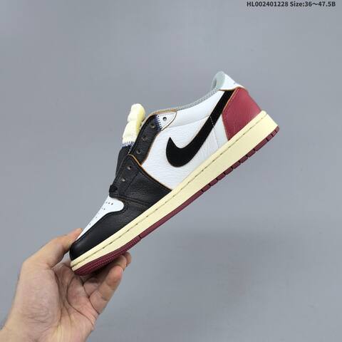 Nike Air Jordan 1 Low Union LA Black White Cream Burgundy 36 47 5 Lifestyle - Unisex (BS-67221)