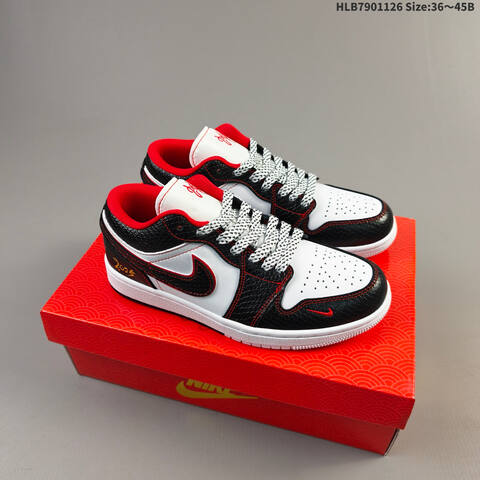 Nike Air Jordan 1 Low Black White Red 36 45B Lifestyle - Women's (BS-63065)