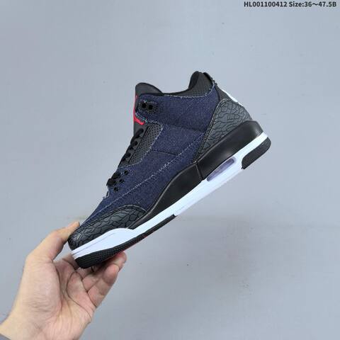 Jordan Air Jordan 3 Black Navy Denim White Red EU 36-47 5 Basketball - Unisex (BS-66229)
