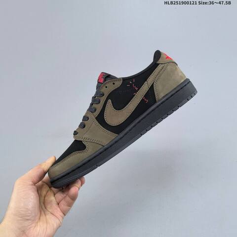 Nike Air Jordan 1 Low Olive Grey Black Red 36 47 5 Casual - Unisex (BS-66905)