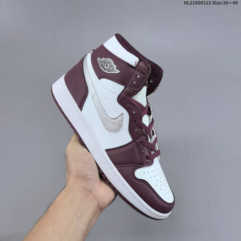 Nike Air Jordan 1 Retro High OG White Burgundy Gray 36 46 Basketball - Unisex (BS-62025)
