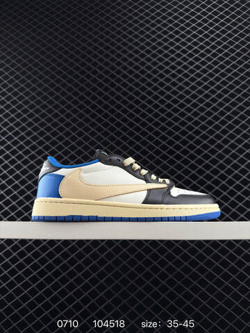 Jordan Fragment Design x Travis Scott x Air Jordan 1 Low OG SP White Black Beige Blue EU 35-45 Sneaker - Unisex BS-81082