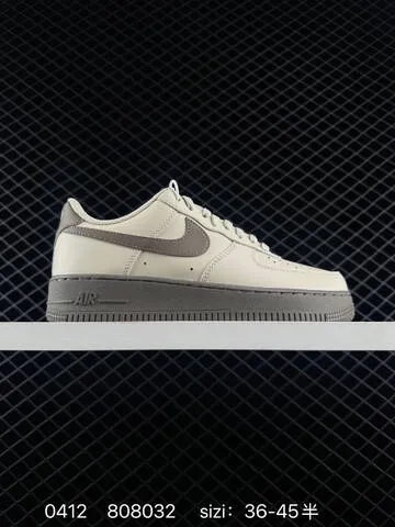 Nike Air Force 1 07 LV8 Two Colorways 1 Light Beige Upper With Dark Grey Swoosh Outsole And Midsole 2 Black Upper With White Swoosh Midsole Outsole And Heel Tab Accented With Mini Gold Swoosh EU 36-45 Half Sizes Available Lifestyle Unisex BS-72156
