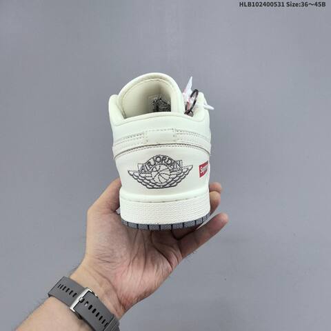 Jordan Air Jordan 1 Low Cream White With Grey And Red Accents 36 45 Casual - Unisex (BS-65830)