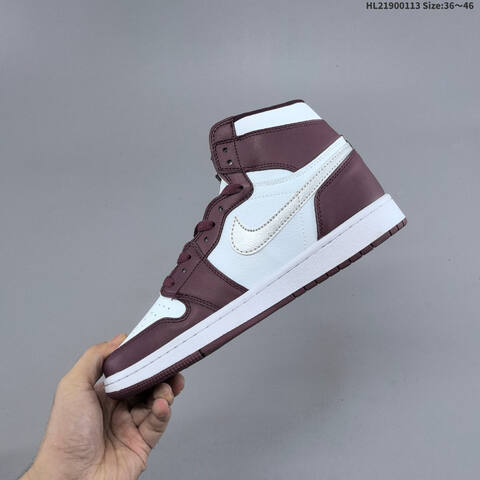 Nike Air Jordan 1 Retro High OG White Burgundy Gray 36 46 Basketball - Unisex (BS-62025)