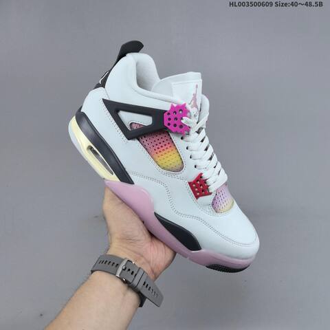 Jordan Air Jordan 4 Retro White Black Pink Multicolor 40 48 5 Basketball - Men s BS-65792