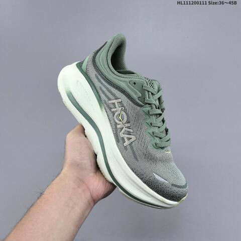 HOKA ONE ONE Bondi 9 Sage Green White Pale Yellow EU 36-45 Running Shoe Running Sneakers - Unisex (BS-69406)