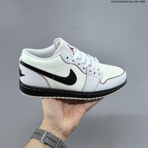 Jordan Air Jordan 1 Low White Black Burgundy 36 46B Basketball - Women's (BS-66251)