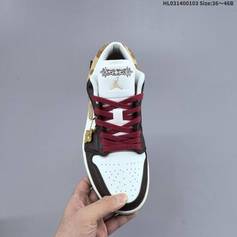 Jordan Air Jordan 1 White Brown Red Gold 36 46B Lifestyle - Women's (BS-67130)