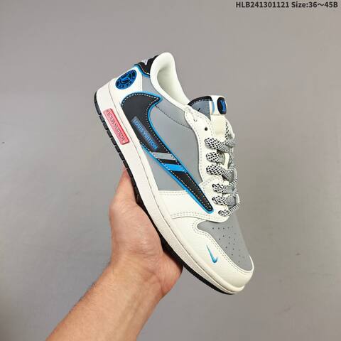 Jordan Air Jordan 1 Low Grey White Black Blue EU 36-45 Basketball - Unisex (BS-63348)