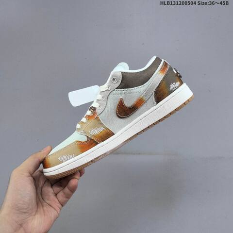 Jordan Air Jordan 1 Low SE Multi-Color Distressed Light Blue Brown Tan White 36 45 Lifestyle - Unisex (BS-66043)