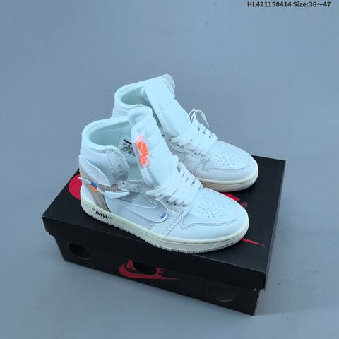 Nike Air Jordan 1 Retro High OG x Off-White White Grey Sail 36 47 Basketball - Unisex (BS-66189)