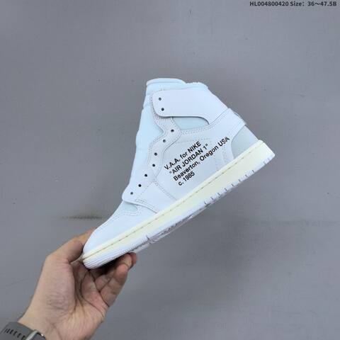 Jordan Air Jordan 1 High OG White Light Grey Off-white With Blue And Orange Accents 36 47 5B Lifestyle - Unisex (BS-66125)