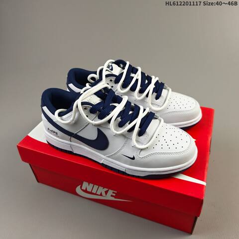 Nike Dunk Low White Navy Blue EU 40-46 Skate Shoe - Men's (BS-63558)