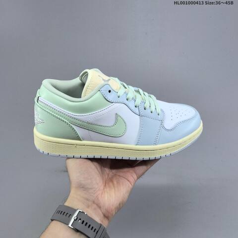 Jordan Air Jordan 1 Low Light Blue White Mint Green Cream 36 45 Casual - Unisex (BS-66211)