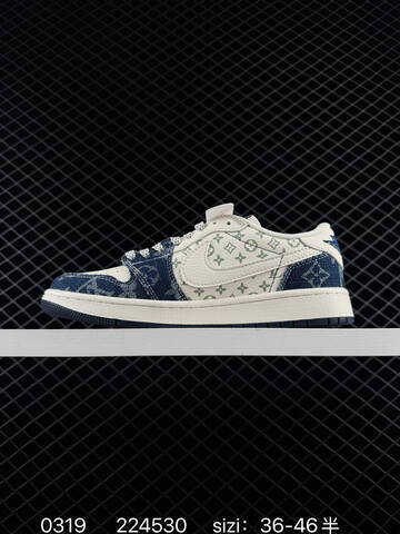Jordan Air Jordan 1 Low Travis Scott Reverse Mocha Custom Sail Navy Blue Light Green EU 36-46 Sneaker - Unisex BS-79645