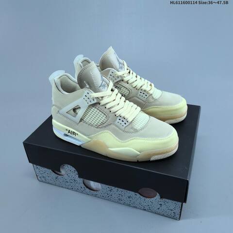 Nike Air Jordan 4 Retro x Off-White Cream Sail Cream 36 47 5 Casual - Unisex (BS-66971)