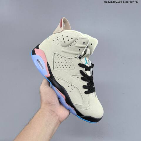 Jordan Air Jordan 6 Retro Pink Black Blue And White Black Blue EU 40-47 Basketball - Men's (BS-67126)